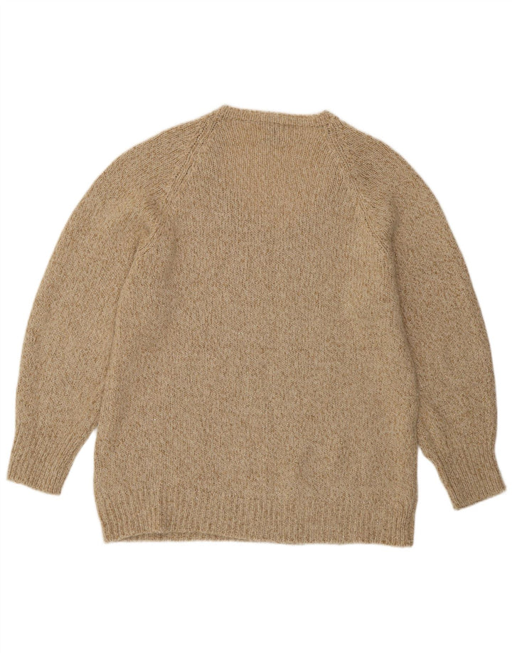 Massimo Dutti Maglione da donna con scollo a V UK 14 Lana screziata beige medio