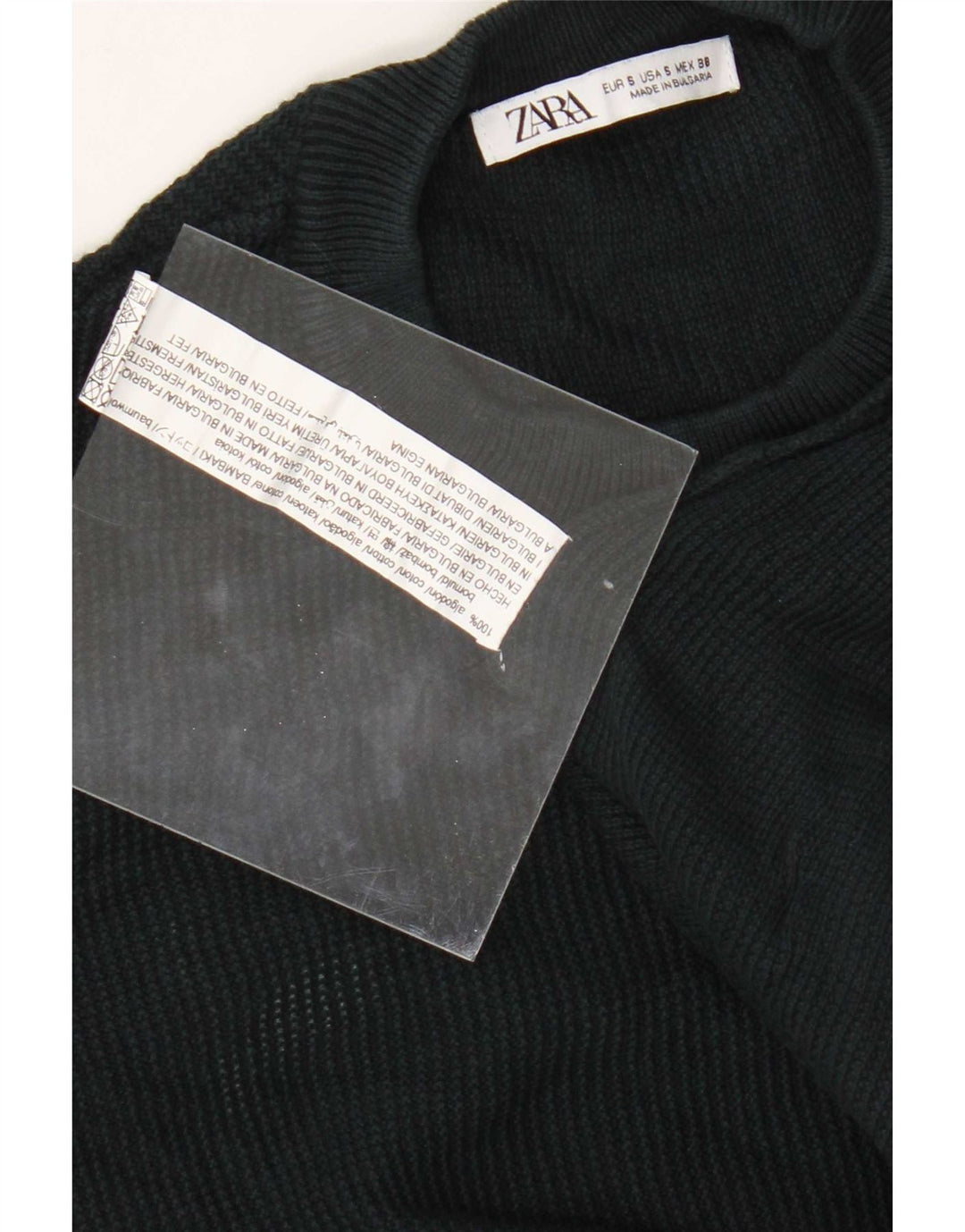 Maglione girocollo da uomo Zara piccolo in cotone verde