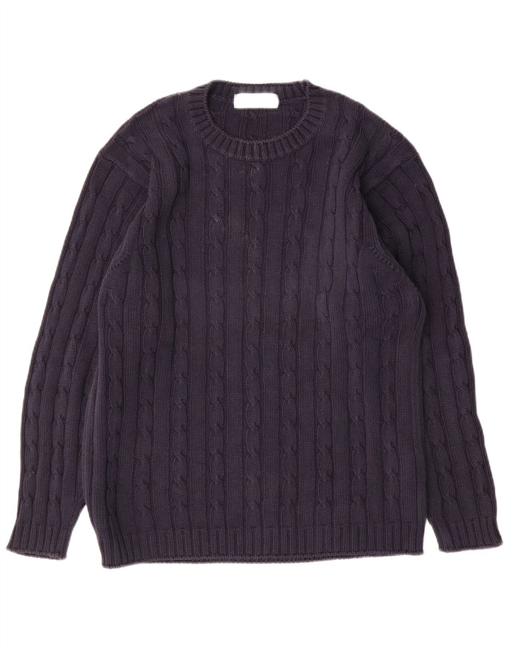 Maglione da uomo con scollo a barca Marks & Spencer piccolo in cotone blu navy
