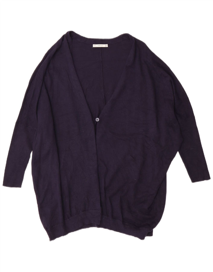 Maglione cardigan oversize a maniche corte da donna ZARA UK 14 medio blu navy