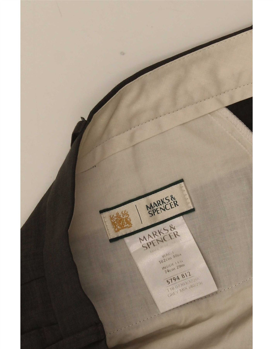 Pantaloni casual con pegging da uomo Marks & Spencer W40 L29 poliestere grigio