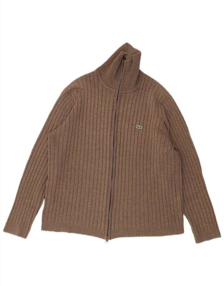 Maglione cardigan da uomo Lacoste taglia 6 XL lana marrone