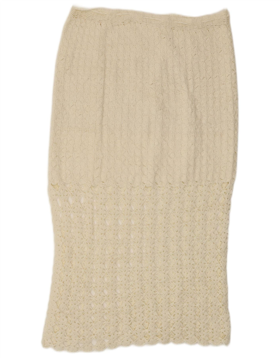 Gonna longuette all'uncinetto da donna VINTAGE W32 grande bianca