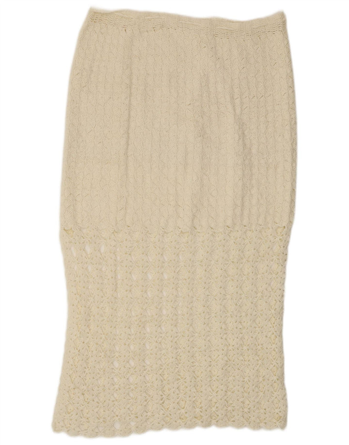 Gonna longuette all'uncinetto da donna VINTAGE W32 grande bianca