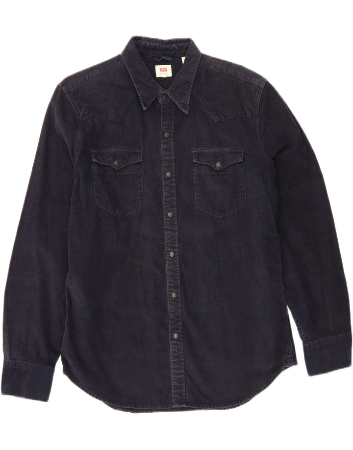 Camicia da uomo in velluto a coste Levi's grande in cotone blu navy