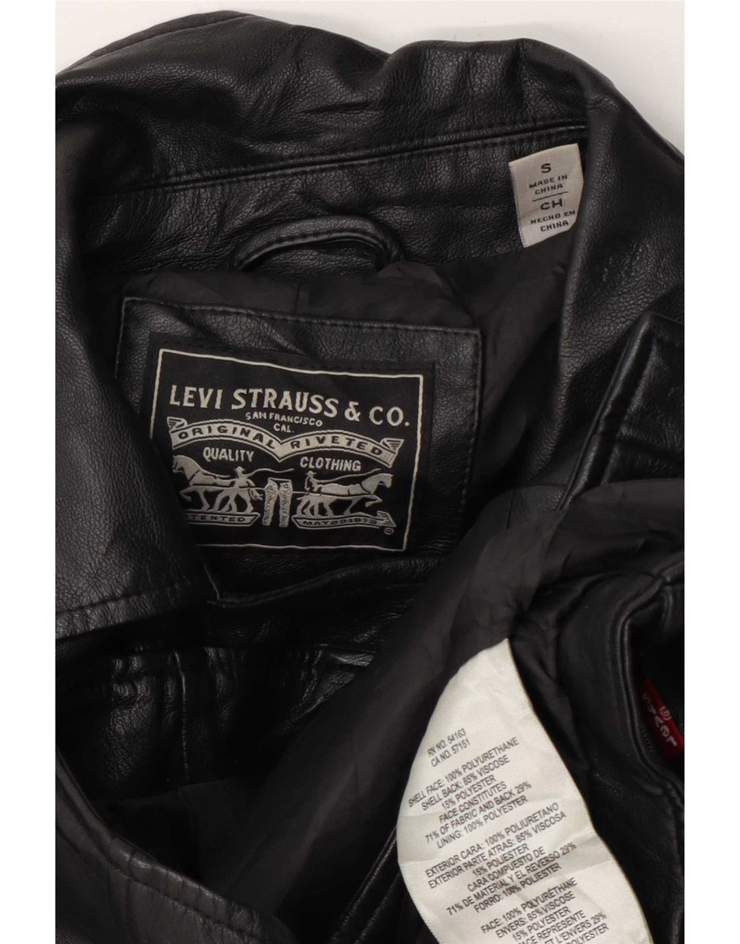 Giacca da motociclista in ecopelle corta da donna Levi's UK 10 piccola in poliuretano nero