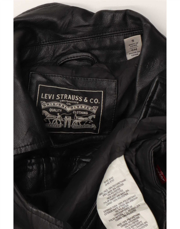 Giacca da motociclista in ecopelle corta da donna Levi's UK 10 piccola in poliuretano nero