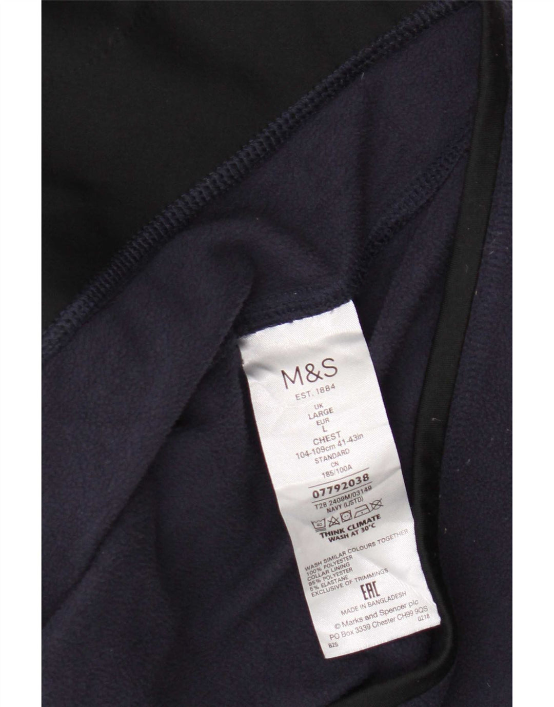 Giacca in pile da uomo Marks & Spencer UK 40 grande poliestere blu navy