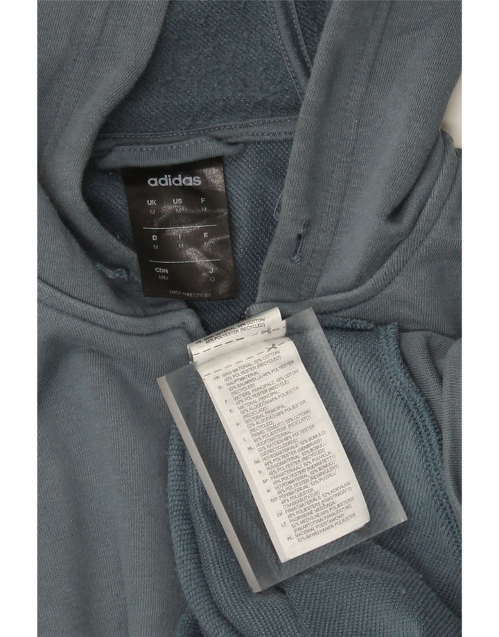 Maglione con cappuccio e zip grafica Adidas da uomo in cotone blu medio