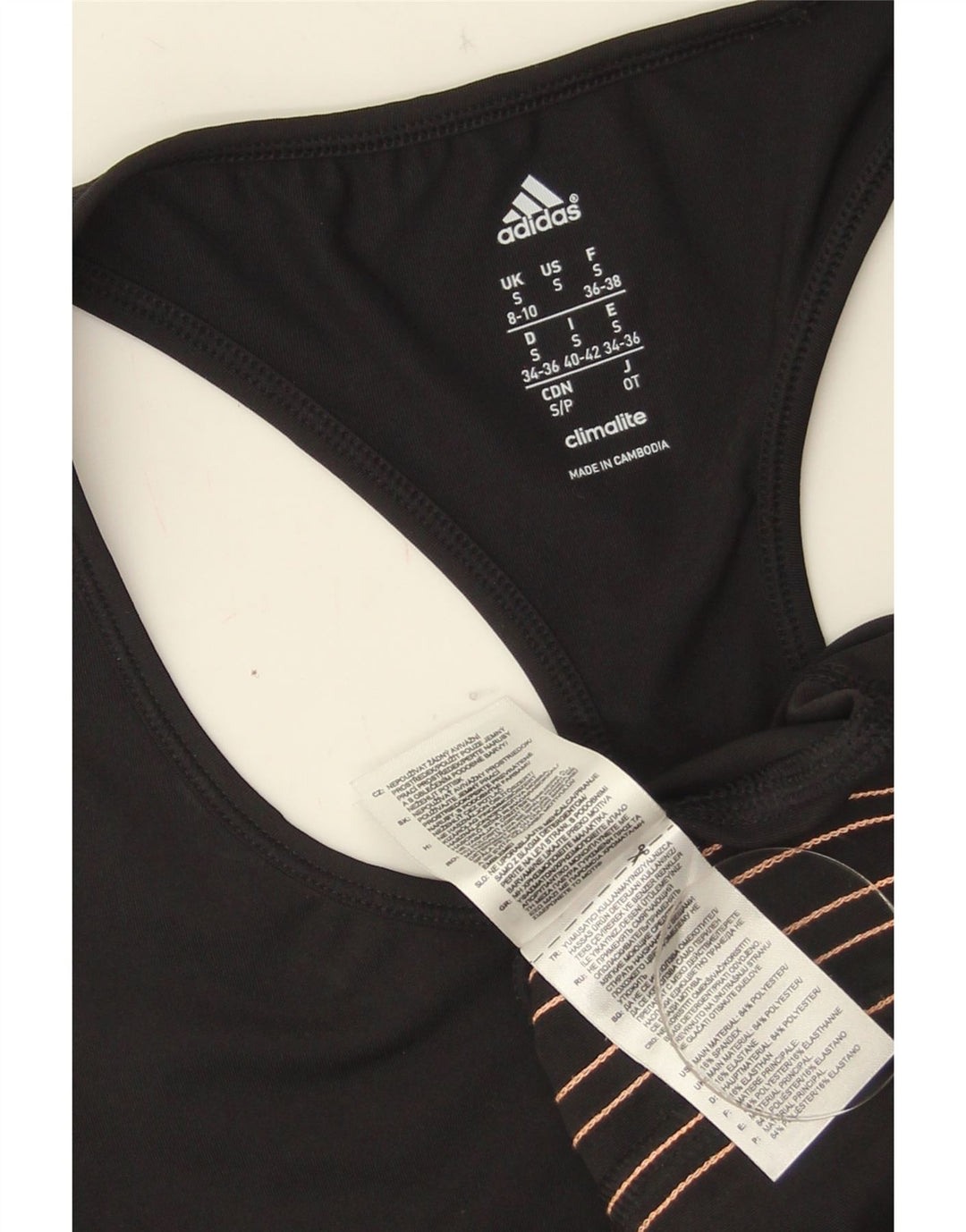 Canotta Adidas Climalite da donna UK 8/10 piccola poliestere nero