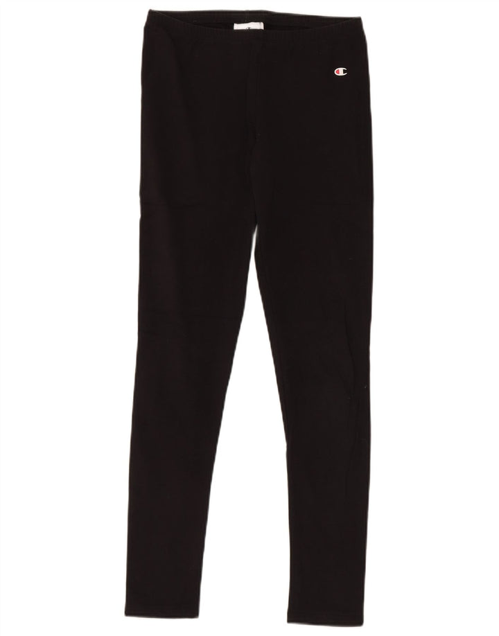 CHAMPION Girls Leggings 13-14 Years Black Cotton