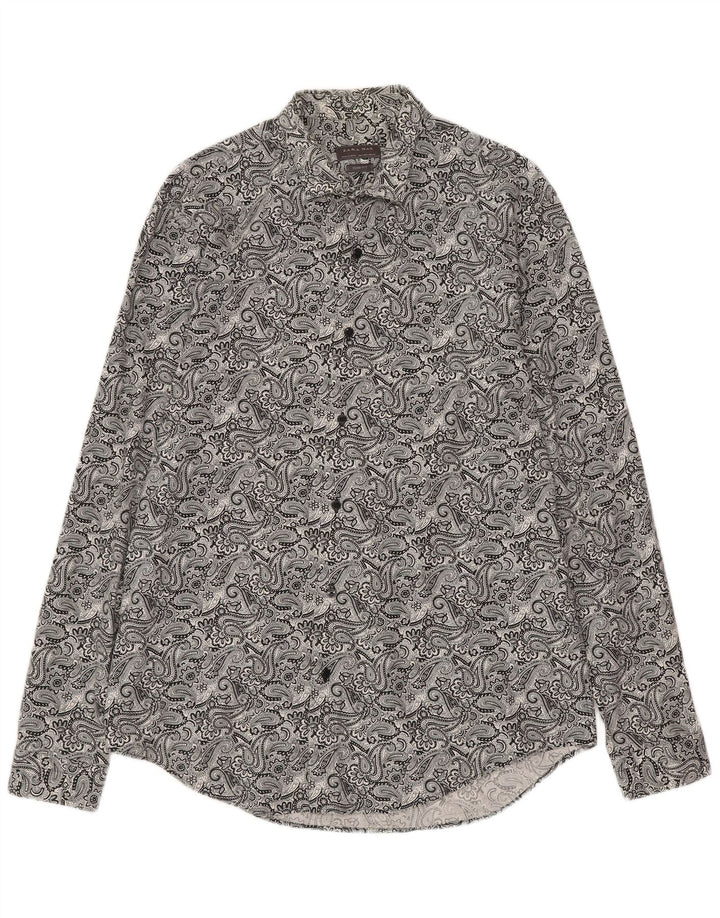 Camicia Zara da uomo slim fit grande in cotone cachemire grigio