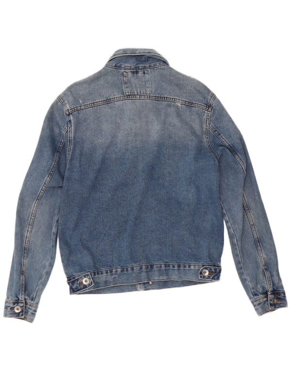 Giacca in denim invecchiato da uomo Zara UK 38 cotone blu medio