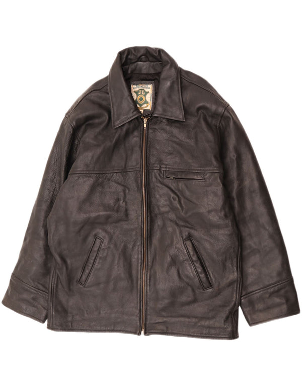 Giacca in pelle vintage da uomo UK 42 XL in pelle nera