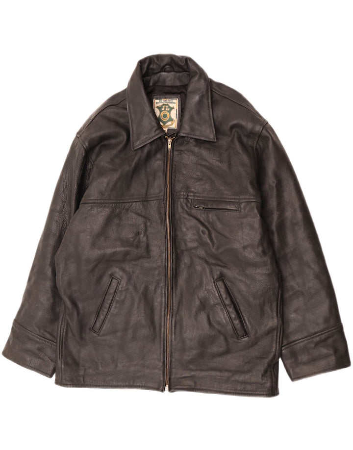 Giacca in pelle vintage da uomo UK 42 XL in pelle nera