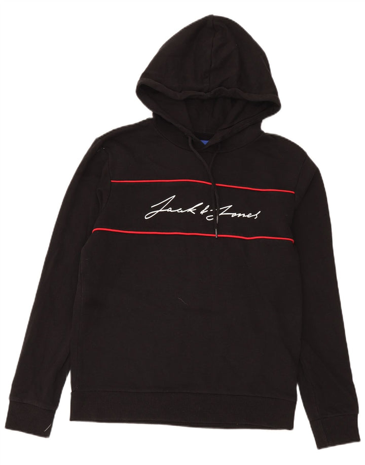 Jack & Jones Felpa con cappuccio grafica da uomo in cotone nero medio