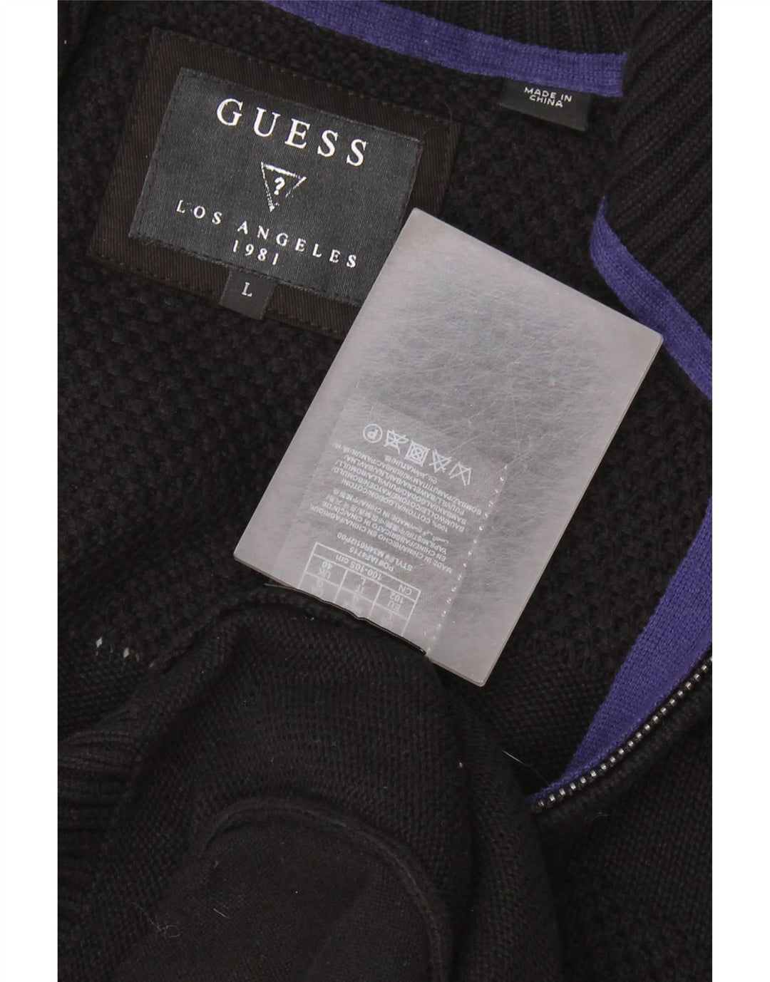 GUESS Maglione Cardigan Uomo Grande Cotone Nero