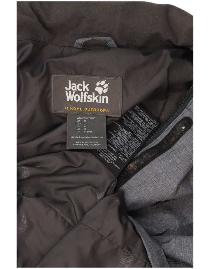 JACK WOLFSKIN Giacca impermeabile con cappuccio da donna UK 12 Poliestere grigio medio
