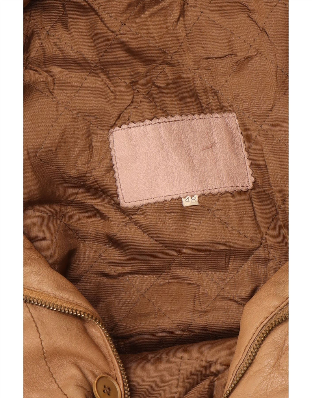 Giacca in pelle vintage da uomo IT 48 Marrone medio