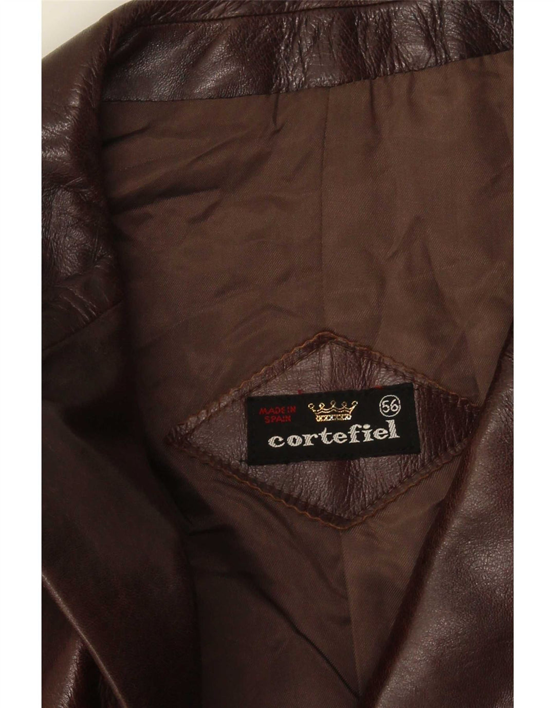 Giacca in pelle da uomo Cortefiel IT 56 3XL Marrone