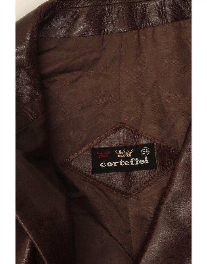 Giacca in pelle da uomo Cortefiel IT 56 3XL Marrone