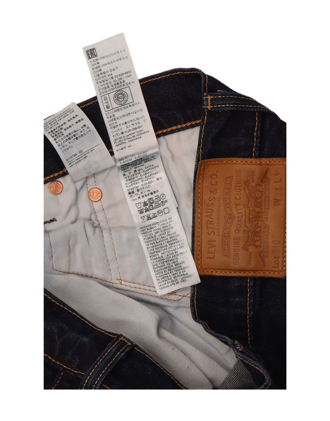 LEVI'S Jeans skinny 510 da uomo W33 L28 cotone blu navy