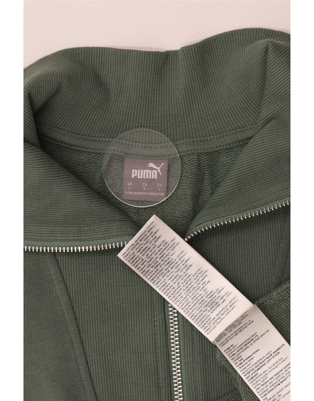 Felpa Puma da donna oversize con collo corto e zip, maglione UK 16 grande verde