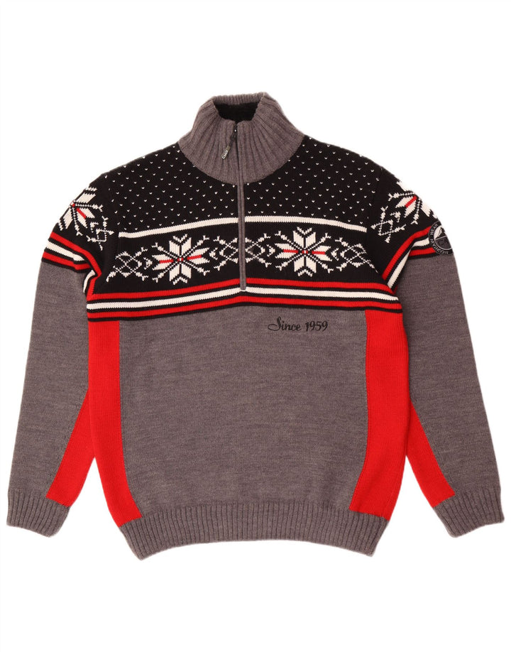 Maglione da uomo con collo con zip CMP, grande acrilico grigio Fair Isle
