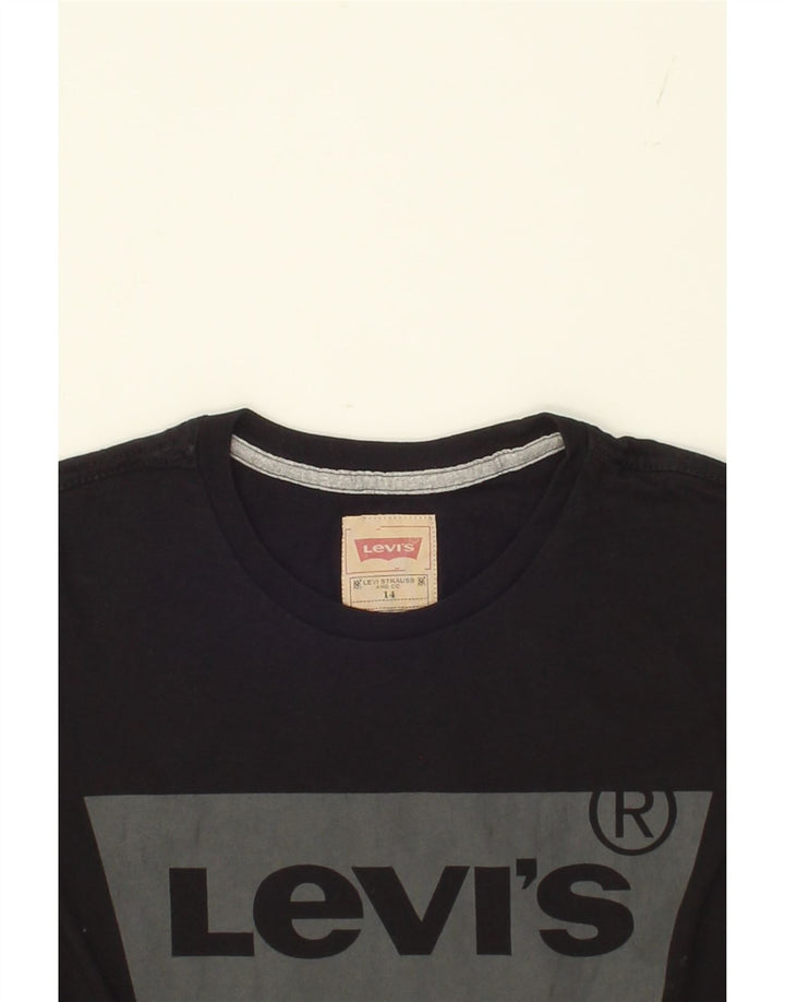LEVI'S Boys Graphic Top Long Sleeve 13-14 Years Black Cotton Vintage Levi's and Second-Hand Levi's from Messina Hembry 