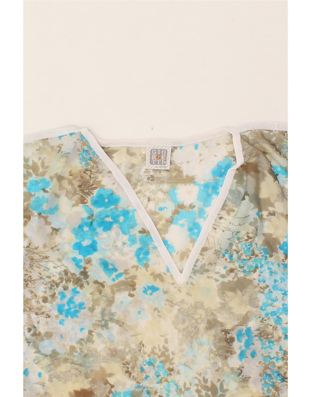 VINTAGE Womens Blouse Top IT 46 Large Grey Floral Viscose Vintage Vintage and Second-Hand Vintage from Messina Hembry 