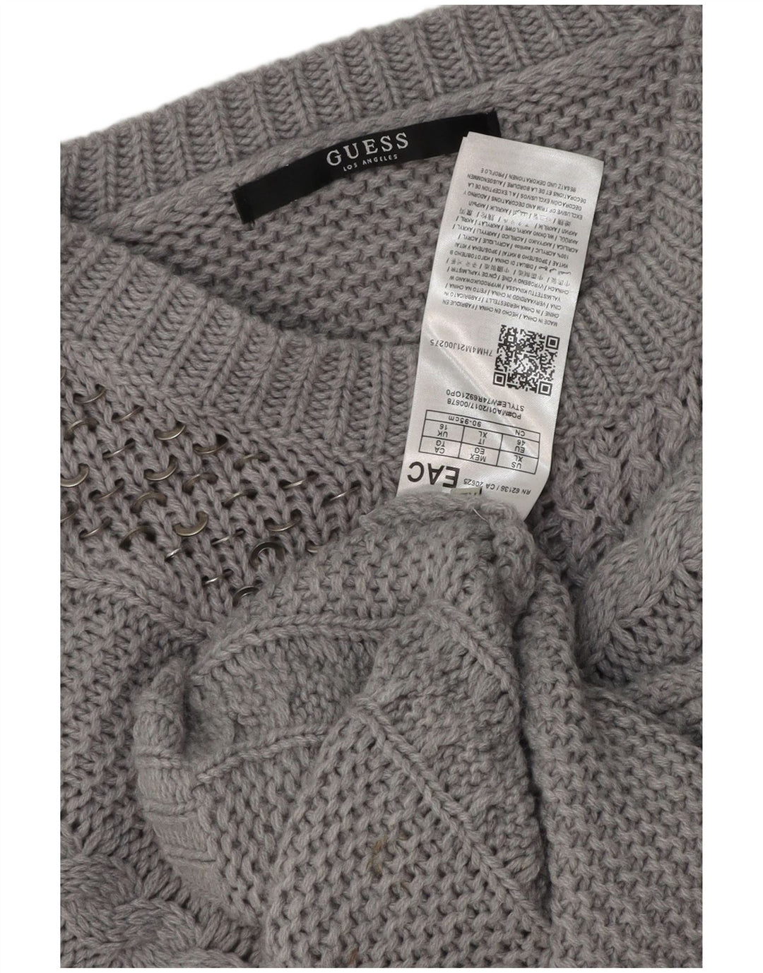 Guess maglione da donna con scollo a V UK 16 grande acrilico grigio