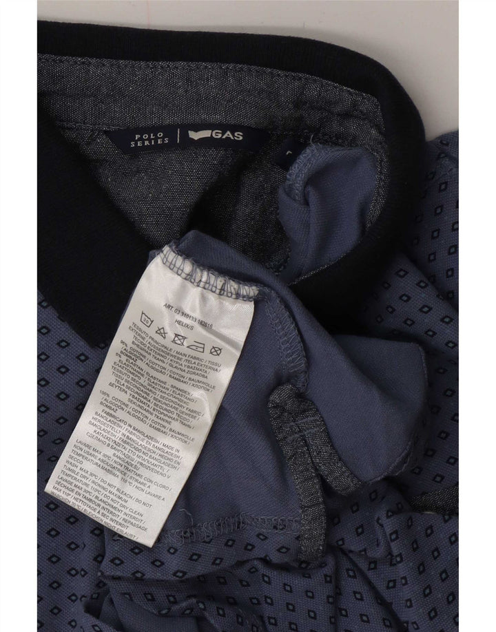 Polo da uomo Gas Large in cotone geometrico blu