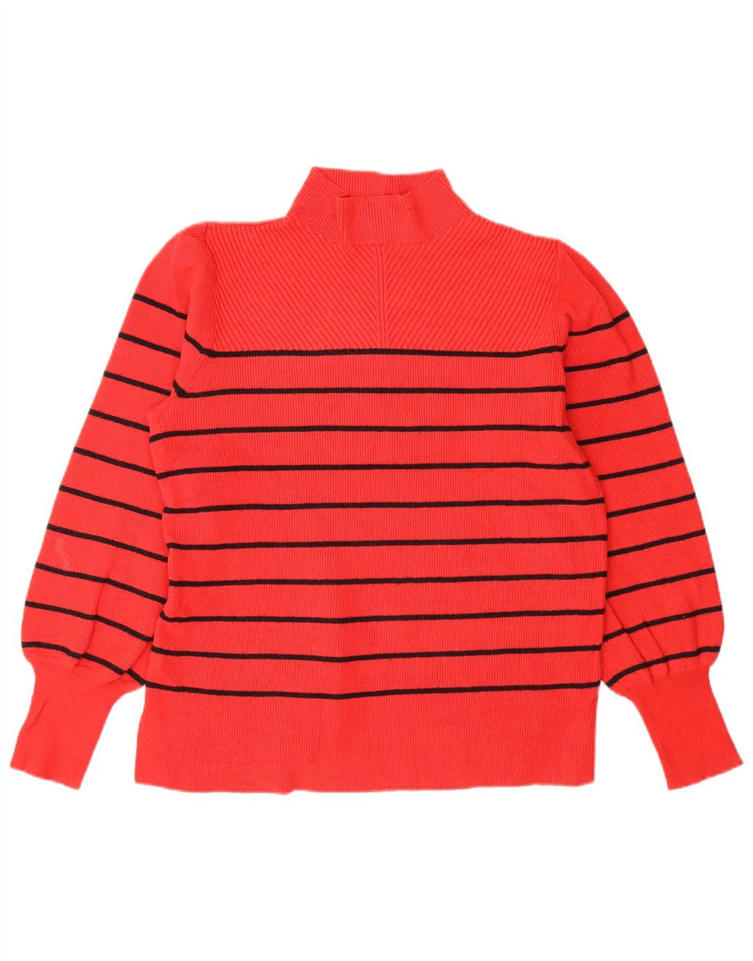 Maglione maglione a collo alto da donna Marks & Spencer UK 14 a righe rosse medie
