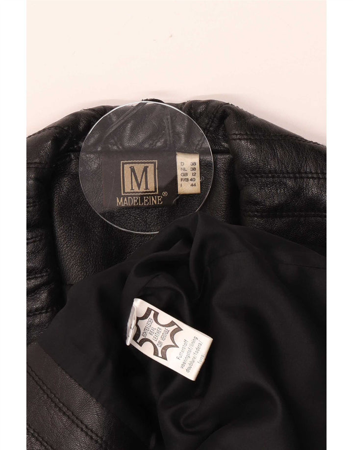 Giacca in pelle doppio petto da donna Madeleine UK 12 media nera
