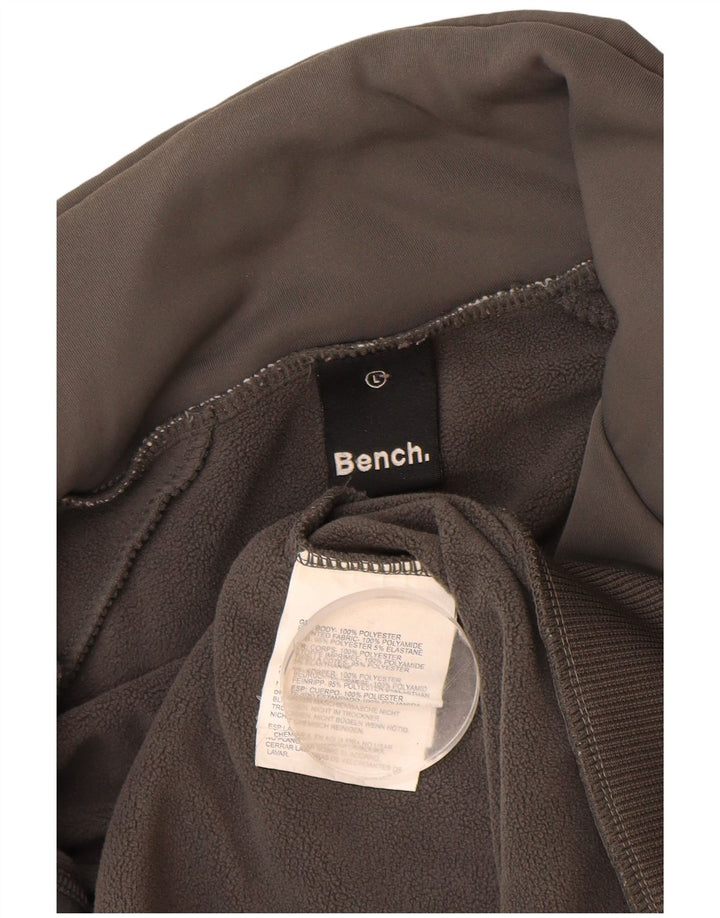 BENCH Giacca da tuta grafica da uomo grande in poliestere color block grigio