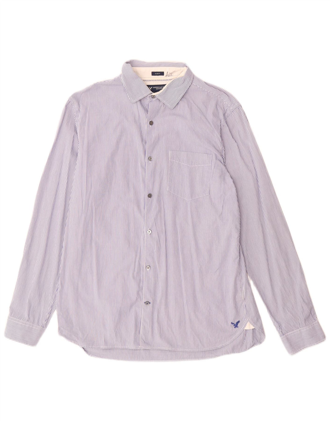 Camicia da uomo slim fit American Eagle, cotone a righe grandi blu