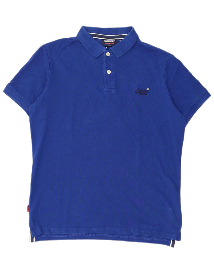 Polo da uomo Superdry Large in cotone blu