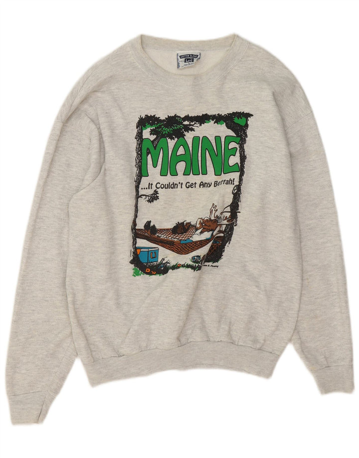Felpa grafica da uomo Lee, maglione grande, cotone chiazzato grigio