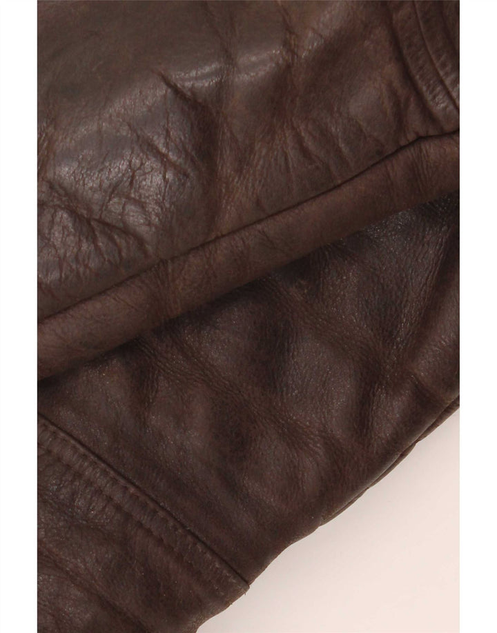 Giacca in pelle Sherpa vintage da uomo UK 40 grande marrone