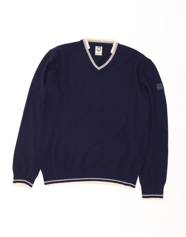 Maglione con scollo a V da uomo Murphy & Nye 2XL in lana blu navy