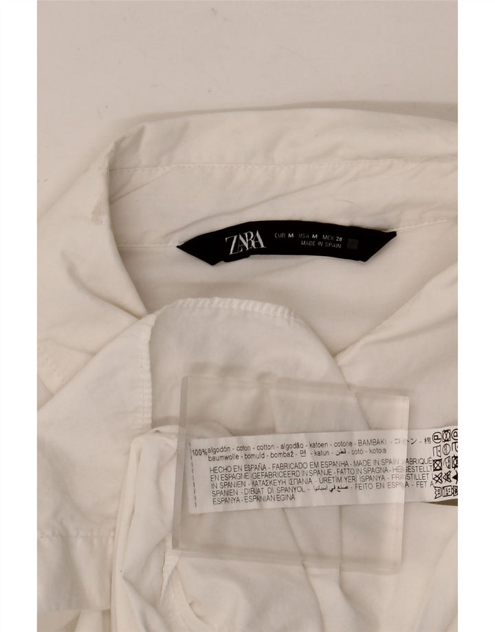 Abito chemisier oversize da donna ZARA UK 14 cotone bianco medio