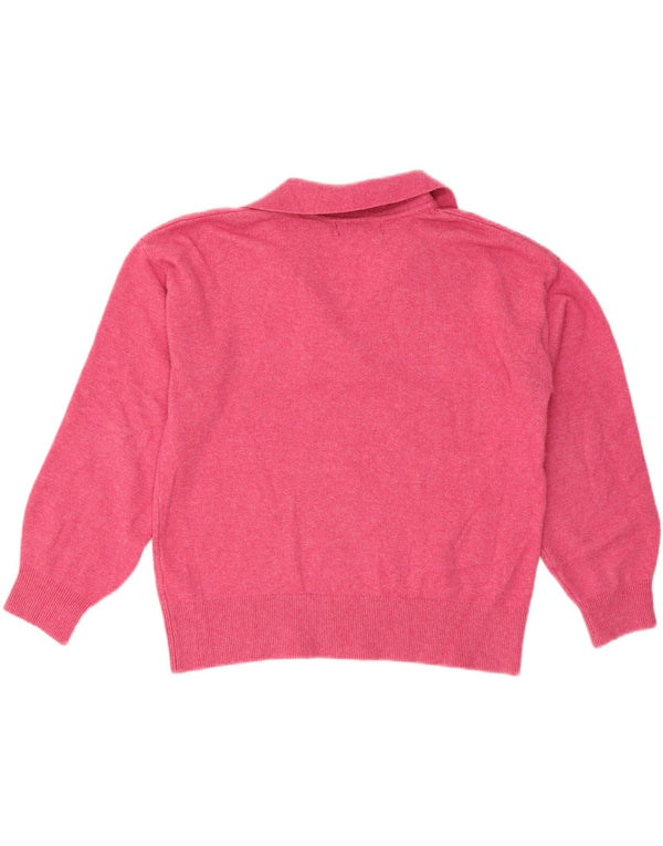 Maglione maglione oversize con collo a polo da donna Marks & Spencer UK 10 piccolo rosa