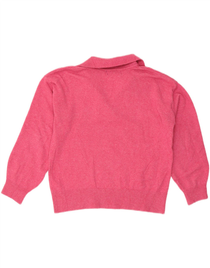 Maglione maglione oversize con collo a polo da donna Marks & Spencer UK 10 piccolo rosa