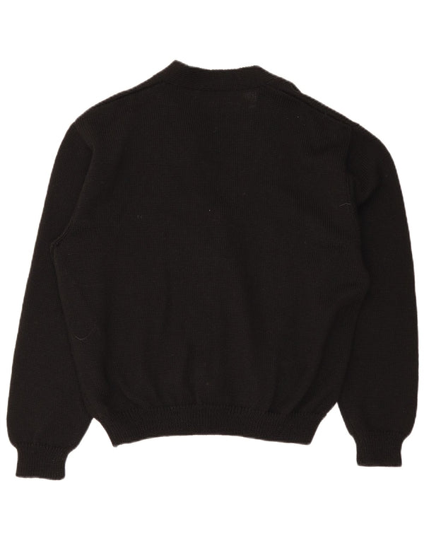 Maglione cardigan da donna vintage UK 16 grande floreale nero