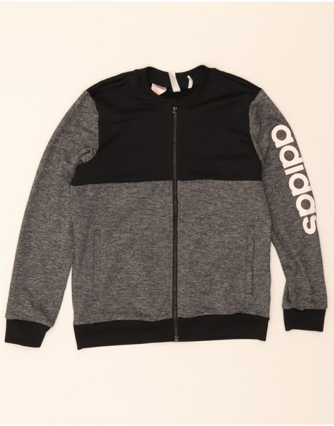 ADIDAS Boys Climalite Tracksuit Top Jacket 11-12 Years Grey Colourblock Vintage Adidas and Second-Hand Adidas from Messina Hembry 