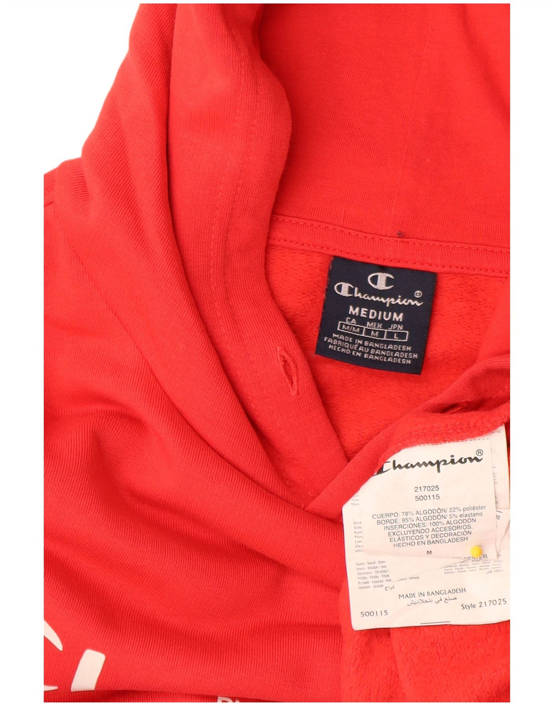 Maglione con cappuccio grafico da uomo Champion in cotone rosso medio
