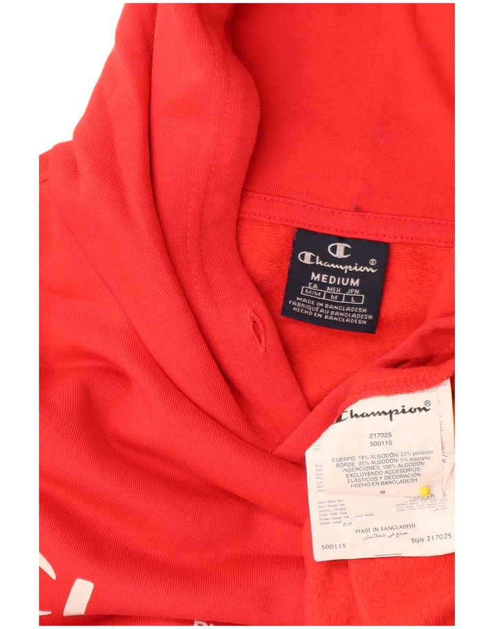 Maglione con cappuccio grafico da uomo Champion in cotone rosso medio