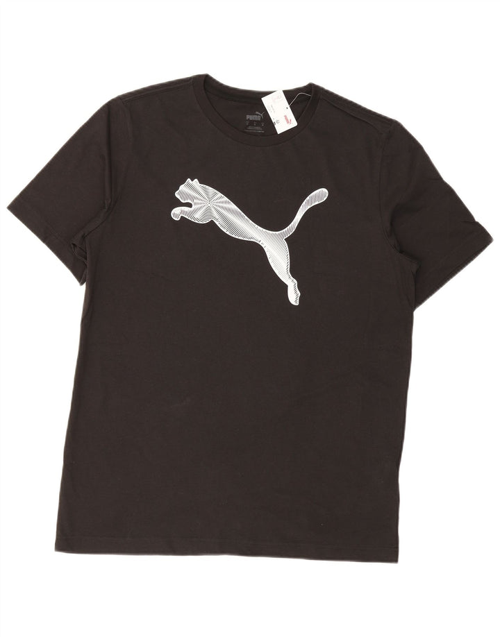 T-shirt grafica da uomo Puma Top in cotone nero medio