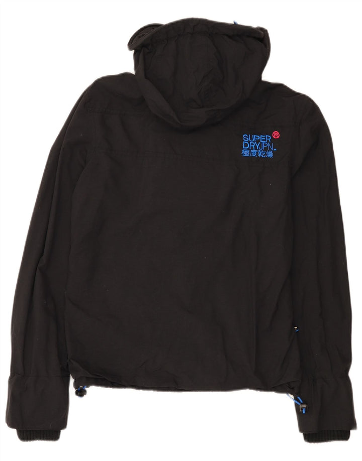 Giacca antipioggia da donna con cappuccio Superdry Windcheater UK 14 nylon nero medio