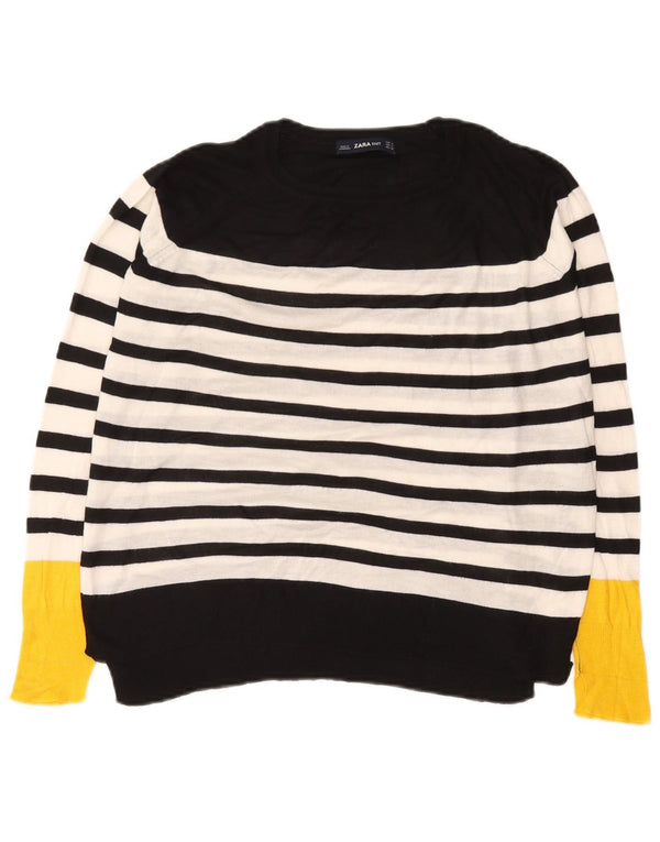 Maglione Zara da donna oversize con scollo a barca UK 10 piccolo a righe nere